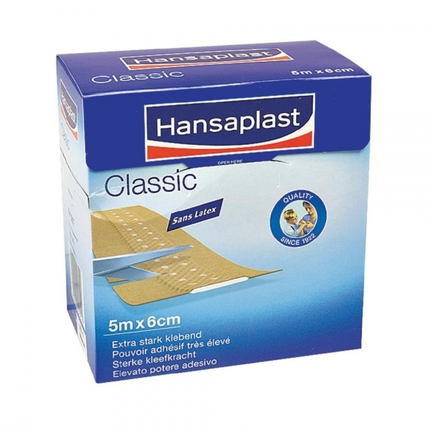 Hansaplast Pflaster, klassisch, Standardgröße, 5 m x 6 cm